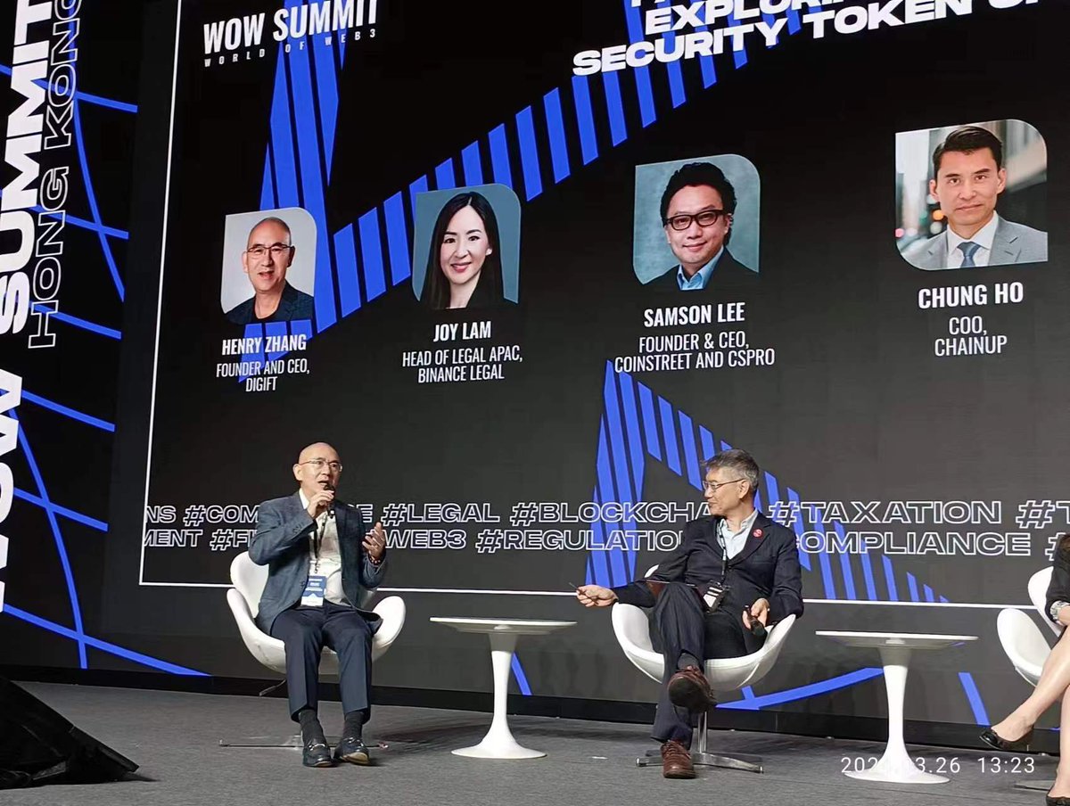 DigiFT_Henry's tweet photo. Insightful discussion at @WOWsummitWorld panel on "Securing the Future: Exploring the Dynamics of Security Token Offers (STOs)" alongside industry experts! #WOWSummit #Blockchain #STOs #SecurityTokenOffers #DigiFT @DigiFTTech https://t.co/GpXbNT8zDc