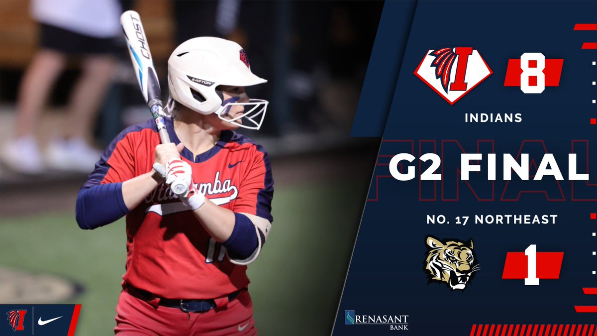 <a href="/ItawambaCC/">Itawamba CC</a> @ICCSoftball FINAL FROM BOONEVILLE: The Indians bounce back and #BeatNE in G2, 8-1, to earn the split! #RollTribe #ICCSB