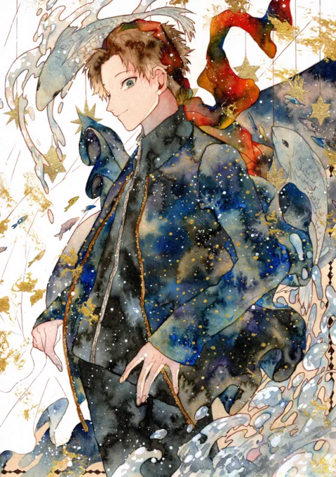 ◆12星座シリーズ◆A4サイズも無事に皆描く事ができました…!牡牛座・魚座・牡羊座・双子座です 