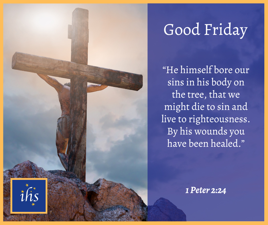✝️ 'He himself bore our sins in his body on the tree, that we might die to sin and live to righteousness. By his wounds you have been healed.” - 1 Peter 2:24 Image by Denis-Art, Getty Images on Canva. #goodfriday #easter #jesuits #societyofjesus #jesus #easter2024 #jesuit