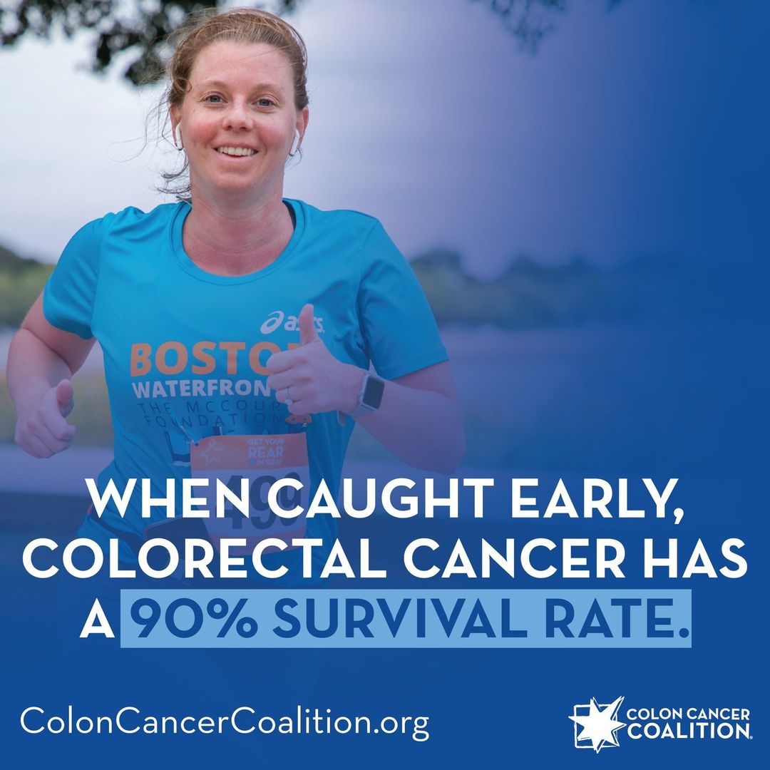 Did you know? When caught early, colorectal cancer has a 90% survival rate.

Sharing this post from @coloncancercoalition they have great resources available ➡️ coloncancercoalition.org