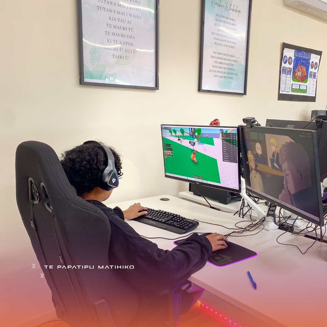 TPM Te Makaro: Where every facet of life is embraced. We specialize in tailored learning experiences, utilising gaming as just one of many tools. From graphic design to mastering digital tools, our focus is on empowering ākonga to discover themselves above all else.