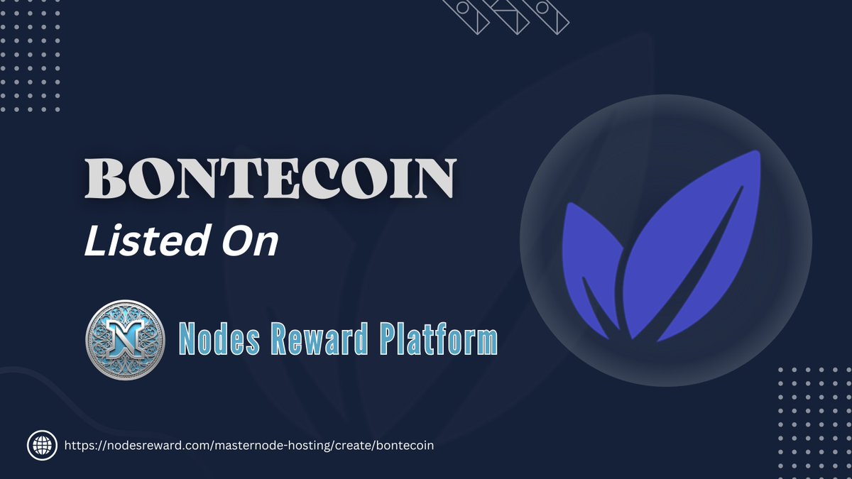 Bontecoin (@bontecoin) on Twitter photo Bontecoin is listed on Nodes Reward Platform
Check the link:
nodesreward.com/coinstats/bont…
#partnership #masternode #staking #Rewards #coin #platform #mobileplatform #cryptocurrency #CryptoCommunity @cryptogeek6355 #Masternoded <a href="/MasterNodes/">Master Nodes</a> <a href="/masternodeHQ/">Everything Masternodes</a> Bontecoin is listed on Nodes Reward Platform
Check the link:
nodesreward.com/coinstats/bont…
#partnership #masternode #staking #Rewards #coin #platform #mobileplatform #cryptocurrency #CryptoCommunity @cryptogeek6355 #Masternoded <a href="/MasterNodes/">Master Nodes</a> <a href="/masternodeHQ/">Everything Masternodes</a>