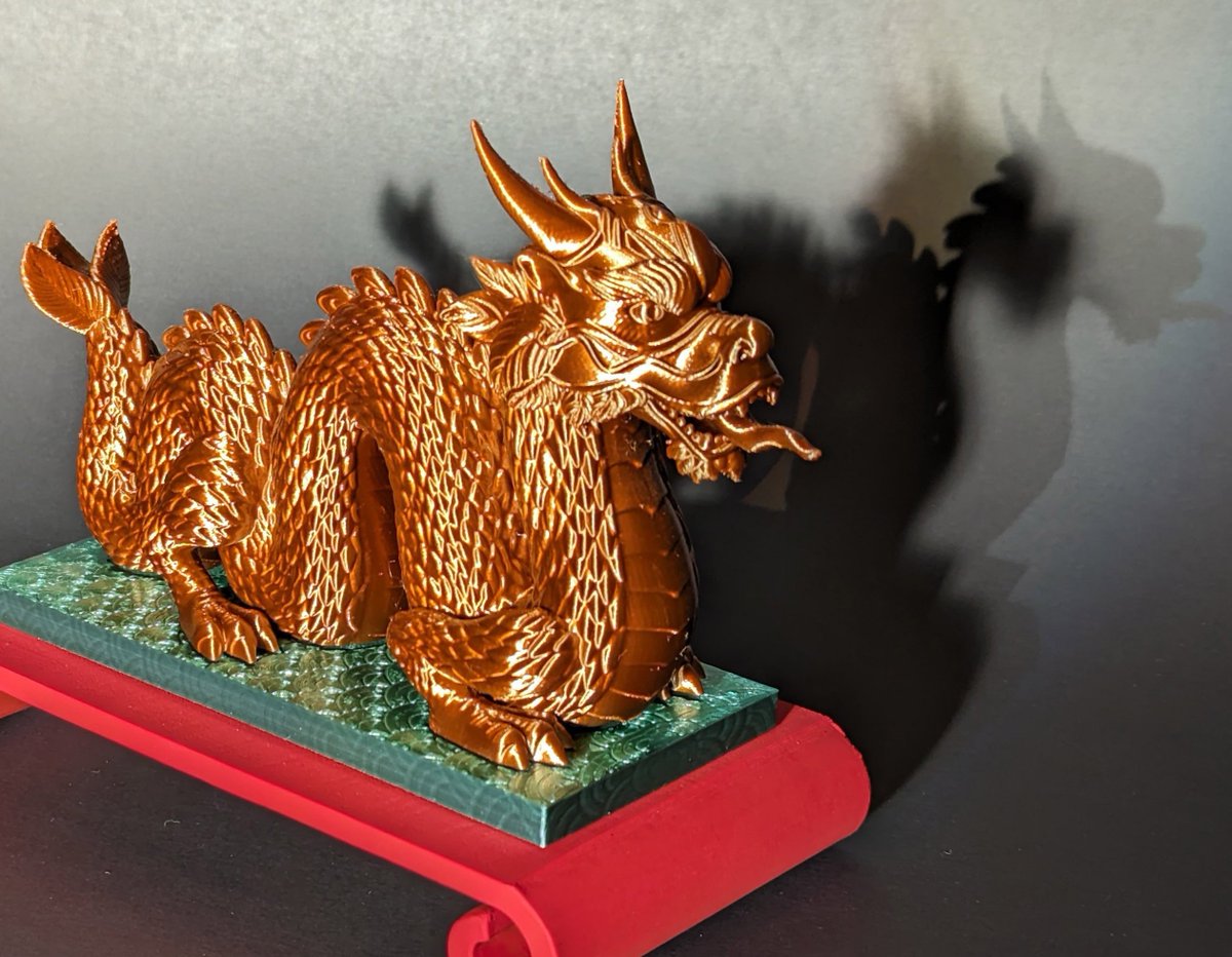 Ev1lAsh's tweet photo. Love how this beautiful Chinese Dragon by @chelsc423 turned out, the @Polymaker_3D Silk Bronze really shimmers like actual bronze on the dragon scale armor!
Please give my dragon some luvin' on @Thangs3D https://t.co/u3LpHlg2kA
#chinesedragon #dragonstatue #3dprinting #3dprint https://t.co/cGrsPy0qY6
