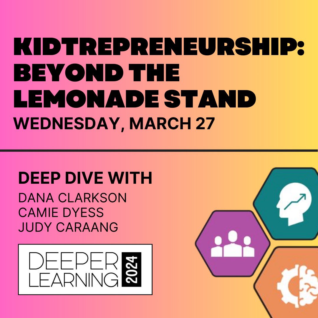 ClarksonDana's tweet image. Heart is full as we reconnect with our Deeper Learning community.  Excited to share how we “amplify” student learning through kidtrepreneurship with @camiedyess and @judycaraang at #DeeperLearning2024. @Design39Campus @PUSDinnovate