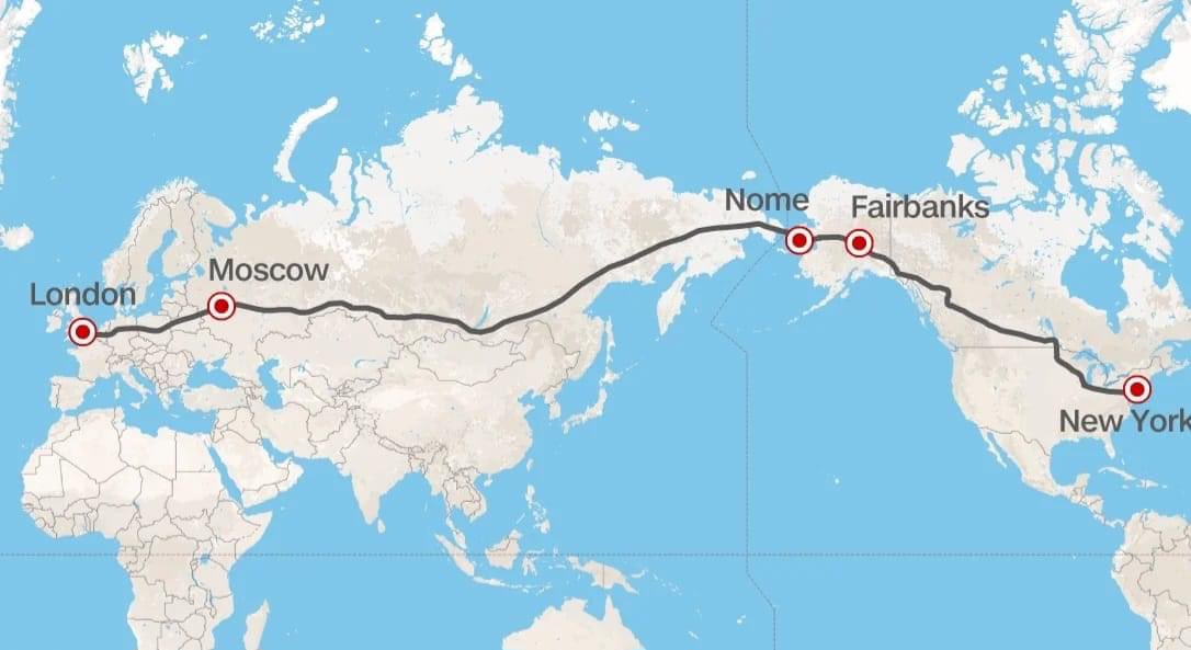 1/ The Europe-US superhighway proposed by the head of Russian Railways in 2015. In an alternate universe where the Ukraine war never happened, people could make the trip of a lifetime by driving from London to New York.