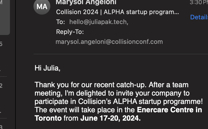 Whoot me and my #bunz got into the Collision 2024 startup program! #startups #tech #torontotech