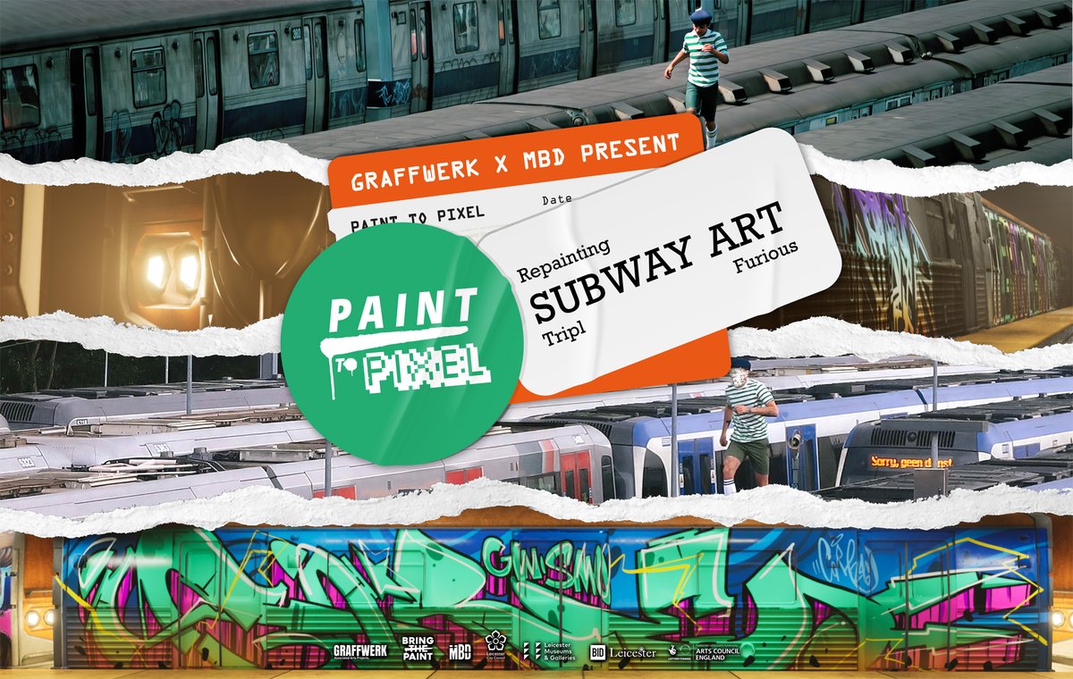 Paint to Pixel X Repainting Subway Art @leicestermuseum Until May 27 'Discover the incredible story of Repainting Subway Art, the culmination of a 10-year project by the Dutch graffiti writer TRIPL/FURIOUS' Details: leicestermuseums.org/Paint-to-Pixel #Leicester #TheCultureHour