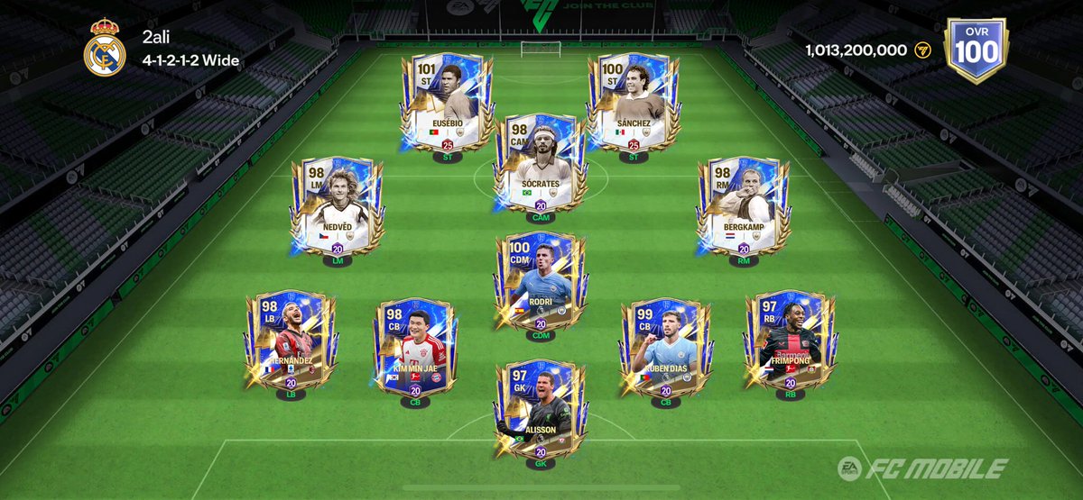 2ali95's tweet photo. @minusfcmobile @EAFCUniverse24 @fcmobileenews @FirstHalfYT @FUTALBO @kean_eafc @khoonigamingg @KJavierFM @Nakata767 @AdekunleKdams1 @MadridistaaFC Rate my team , then need suggestion to change my CB bcz too much yellow/red card , lose the ball &amp; wrong pass 🥲 https://t.co/CngonI8qZS