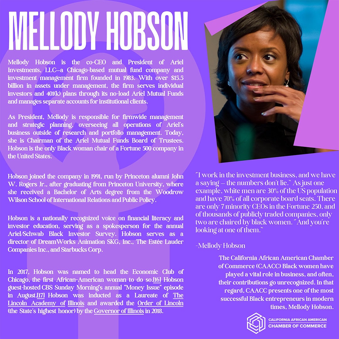 Celebrate Women’s History Month 

#WomensHistoryMonth
#MellodyHobson
#CaliforniaAfricanAmericanChamberofCommerce

calaacc.org/mellody-hobson/