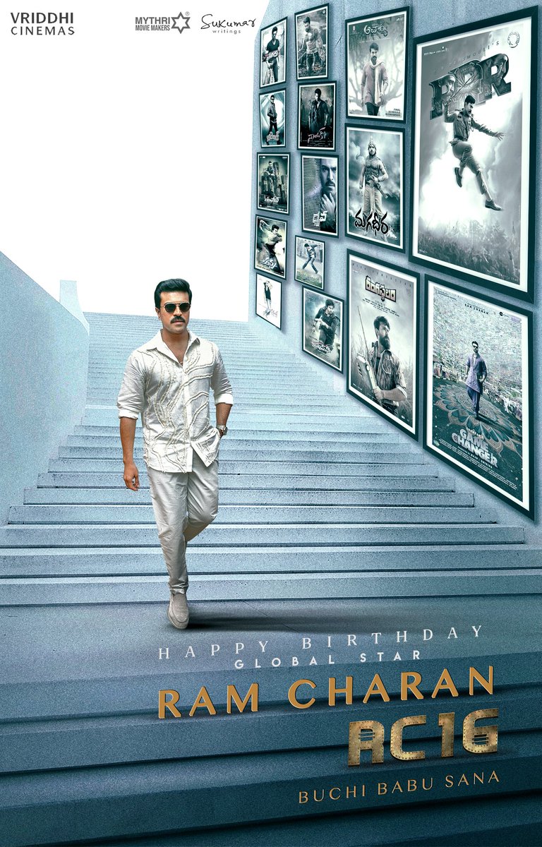 Wishing our Global Star @AlwaysRamCharan a very Happy Birthday 💥💥 Let this year be another feather in your cap setting new benchmarks of hardwork and making fans proud ❤️‍🔥 #HBDRamCharan #RC16 #RamCharanRevolts #JanhviKapoor @BuchiBabuSana @arrahman @RathnaveluDop @artkolla