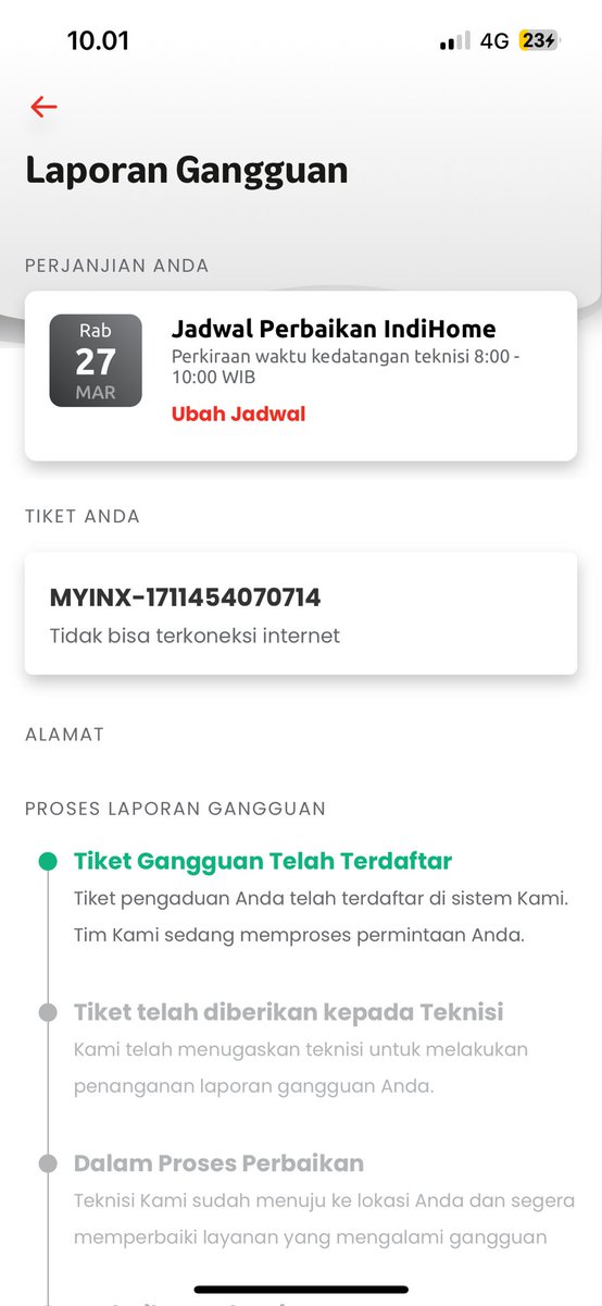 jazilaaah's tweet photo. @IndiHomeCare tolong lah, kalo emang ga ada teknisi di jadwal itu harusnya kosongin. Jadwal 8-10, 10.01 nggak ada konfirmasi teknisi udah sampai mana. Gimana sih? https://t.co/zeySojVsIs