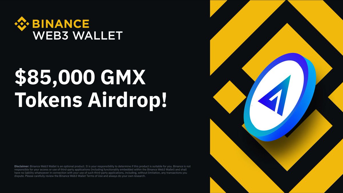 Our latest #Binance Web3 Wallet airdrop is here! 🪂

Claim your share of $85,000 in $GMX by completing activities with <a href="/GMX_IO/">GMX 🫐</a> using the wallet.

Get started ➡️ binance.com/en/activity/mi…