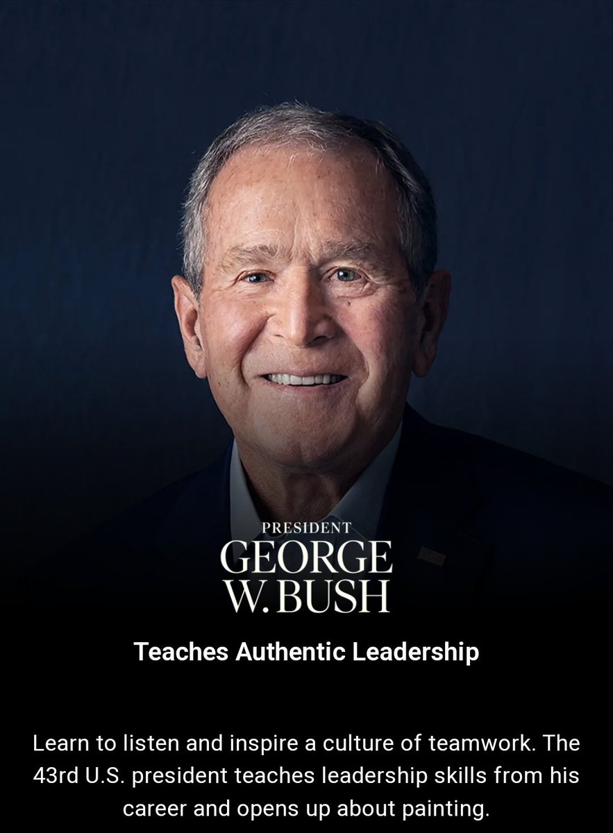 I know it's a bit early for Christmas presents, but here's a gift from Master Class.

Hone your war criminal skills with a lesson in leadership from George W Bush.