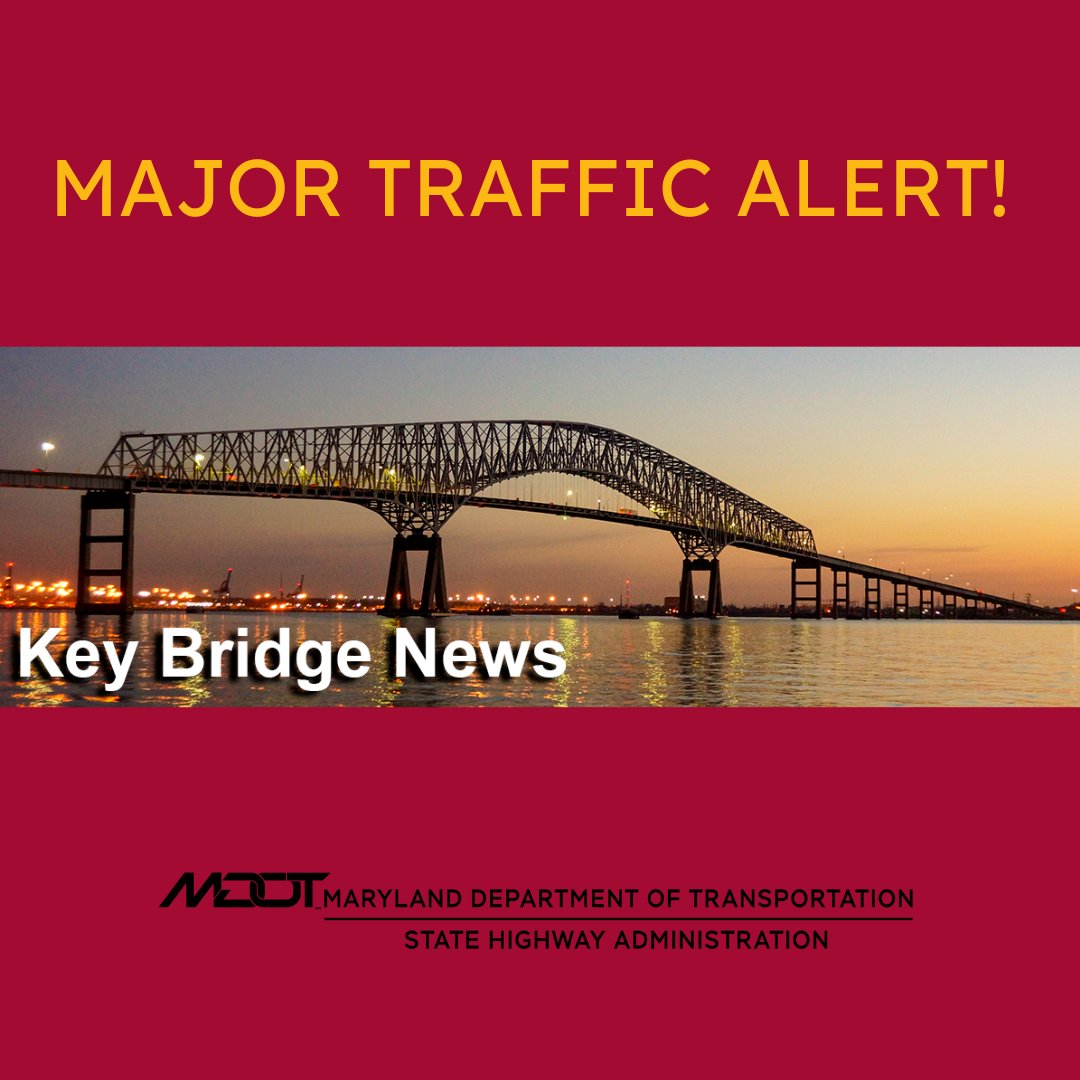 MDSHA's tweet image. We are assisting the Maryland Transportation Authority with traffic control related to the collapse of the I-695 bridge over the Patapsco River. Drivers are encouraged to prepare for extra commuting time until further notice. Learn more: ow.ly/aS6e50R2S7l
#KeyBridgeNews
