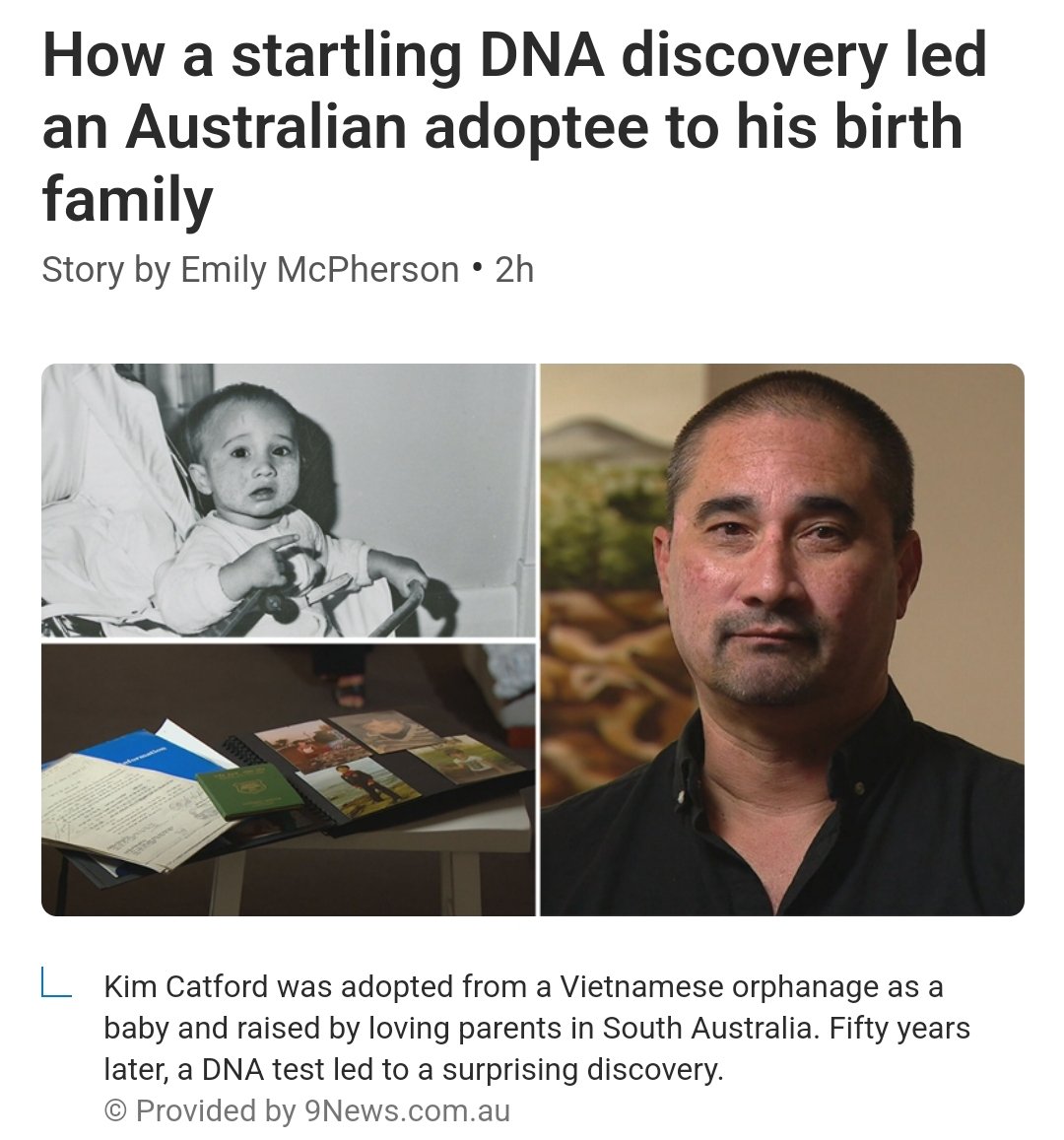 Kim grew up thinking his birth parents were most likely both dead, because that was what his Australian mother and father had told him. #adoption #adopteevoices #adopteerights #dnadiscovery #dnatest #dnatesting #dnasurprise 

msn.com/en-au/news/aus…