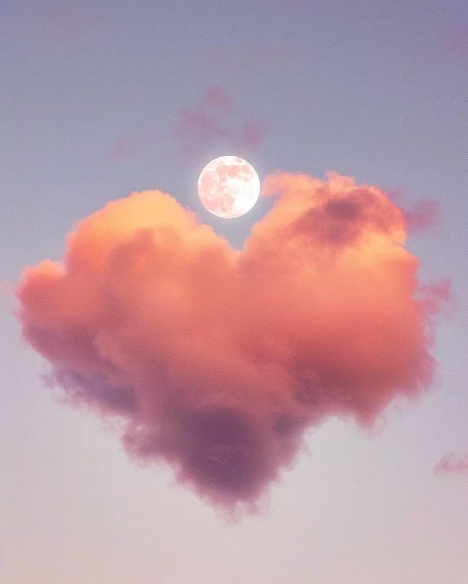 moon and heart clouds