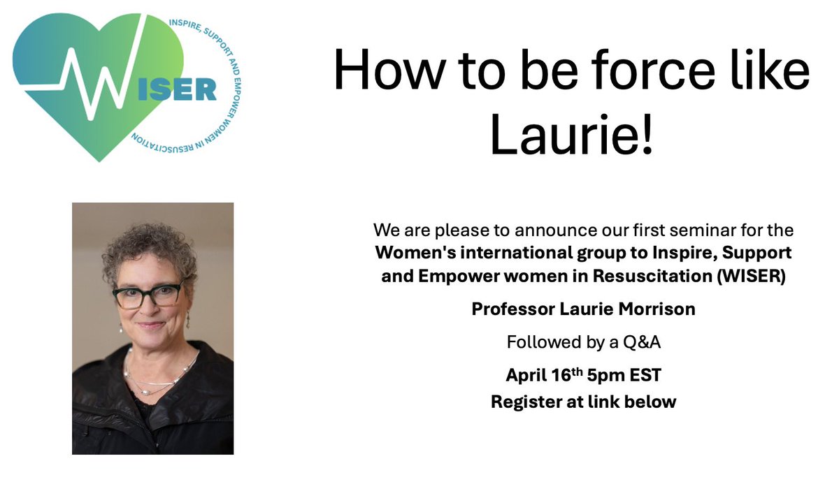 Women in Resus! join us for our first online WISER session April 16th EST @Rescudoc will be our inaugural speaker! Register monash.zoom.us/meeting/regist… @Ilcor_org @HeartCPR @ERC_resus @aus_roc @comilla_s @KNDainty