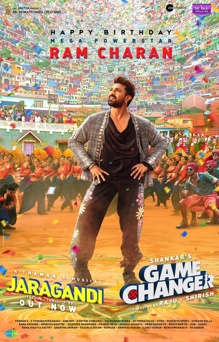 shankarshanmugh's tweet photo. Wishing our Game Changer @alwaysramcharan a very Happy Birthday! Just like a storm- you’re Calm & Composed before “Action!”&Thunderous after! May your love for the masses, humility &simplicity never change. Here’s our birthday gift to you &the fans #Jaragandi  https://t.co/aXbyP646az
