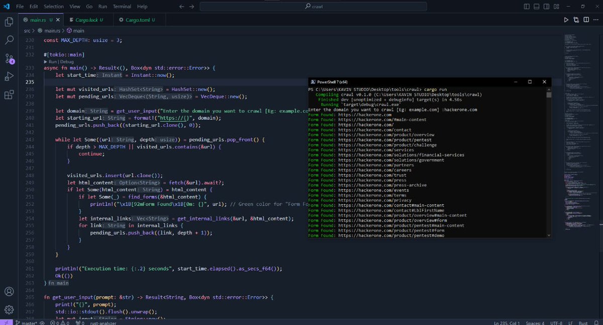 5mukx's tweet image. Wrote a Crawler in Rust that crawls the website that contains html forms. You can set the depth of crawling inside the program. 

Link: github.com/Whitecat18/Rus…

#BugBounty #bugbountytools #rust 
#offensiverust #cybersecurity #redteam #infosec