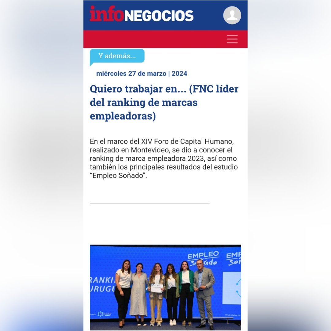 🔝LAS MEJORES marcas empleadoras de nuestro país y los líderes empresariales elegidos por los jóvenes universitarios podes conocerlos en la siguiente nota de <a href="/InfoNegocios_UY/">InfoNegocios_UY</a>.
✔️ Desde 2016 #EmpleoSoñado es el único ranking de #MarcaEmpleadora #Uruguay.
 
infonegocios.biz/amp/y-ademas/q…