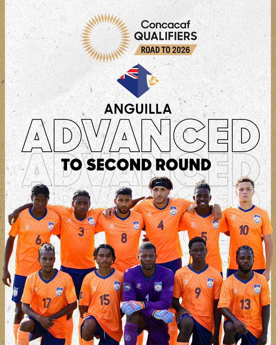 🇦🇮 Anguilla advances to the second round of the Concacaf Qualifiers for the 2026 <a href="/FIFAWorldCup/">FIFA World Cup</a>! 🙌⚽