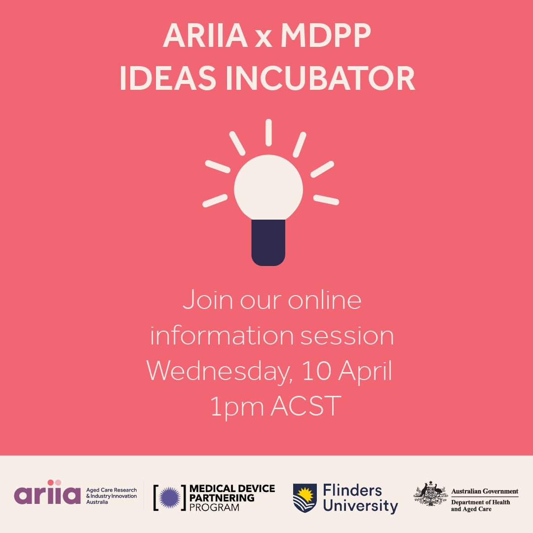 ARIIA x MDPP Ideas Incubator supports your innovative idea for aged care with technical expertise, industry connections and much, much more. 💡 Applications now OPEN: zurl.co/wJgi 📅 Find out more at our next online info session: zurl.co/NttZ