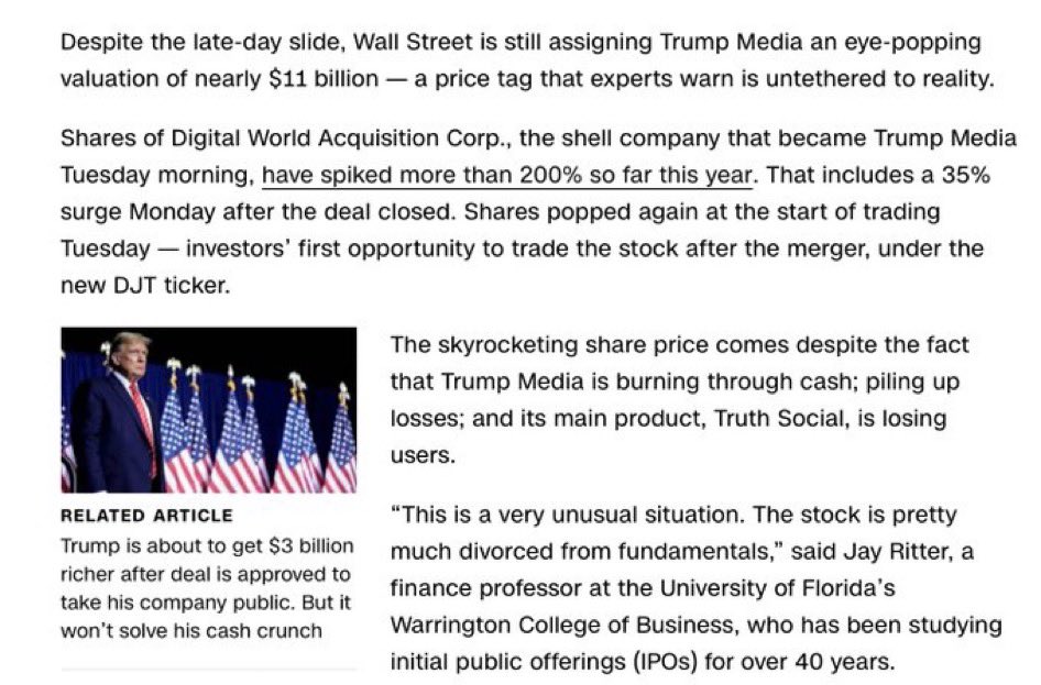 RichardHanania's tweet photo. Truth Social has a market value of $11 billion. 

Reddit meanwhile only has a valuation of $6.4 billion, despite generating 160x more revenue last year. 

Seems legit. https://t.co/bcOUdK9Gta