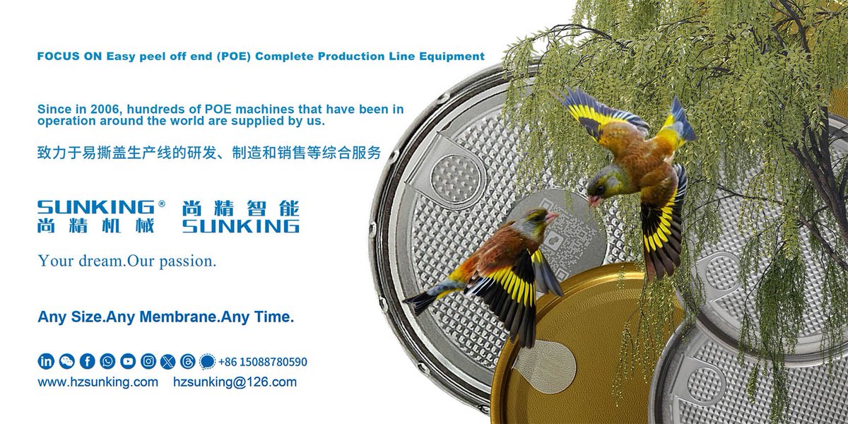 FOCUS ON Peel-off end & POE Complete Production Line
Thanks to all.
#peeloffend #POE #ComboEOE #PENNYLEVER #RFT #RLT #RCD #PAL #Doubletightring #production #line #supplier #sunking #EOE #PackagingIndustry #easyopen #easyopencan #easyopenend #MetalPackaging  #foodmanufacturing