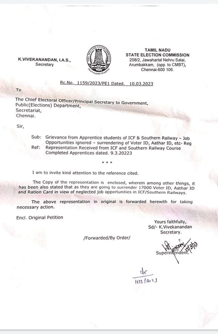 Praveen37199940's tweet photo. @RailMinIndia 
@AshwiniVaishnaw 
@narendramodi 
@AmitShah 
@RahulGandhi 
@MSDESkillIndia 
@mkstalin 
@India_NHRC 
Why Railway Board, All Unions &amp; Minister, Rulling Party ignored railway job opportunities to Southern Zone CCAA from 1998.
Tamilnadu is in India? https://t.co/XNSdlgjpIz