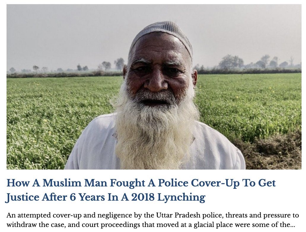 Lynching survivor Samaydeen battled threats, police negligence & attempted cover-up to get justice for himself & Qasim, murdered by a Hindu mob over false rumours of cow slaughter. @omar7rashid on how his testimony led to an exemplary life sentence for 10 article-14.com/post/how-a-mus…