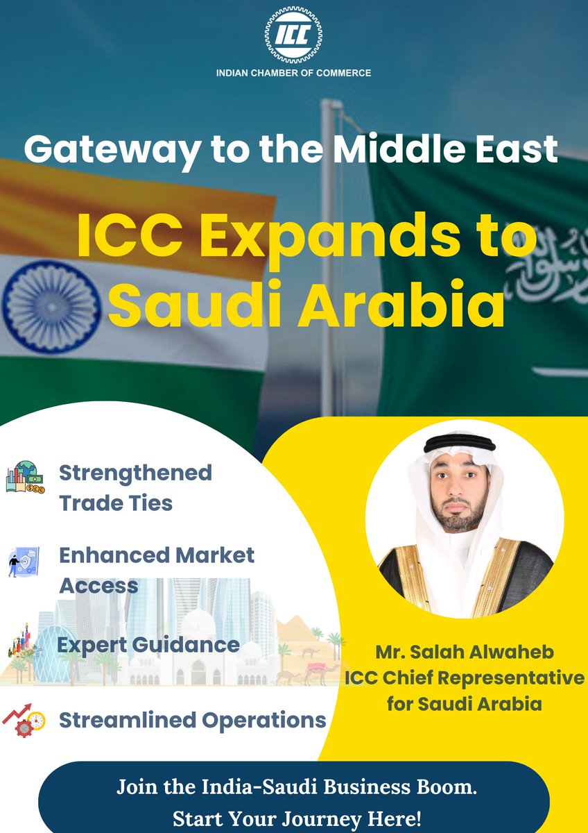 India-Saudi Arabia Business Boom! We are now in Saudi Arabia, with Mr. Salah Alwaheb leading the charge as our Chief Representative. This strengthens connections & opens doors for increased trade & collaboration. Get ready for a new era of India-Saudi Arabia collaboration!