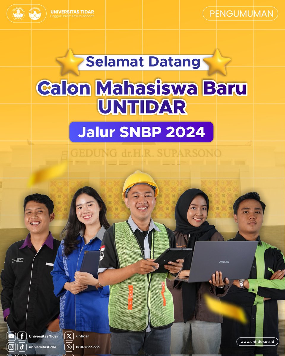 Untidar's tweet photo. Selamat datang 902 Calon Mahasiswa Baru Untidar Jalur SNBP Tahun 2024.

Segera cek kelengkapan dan alur registrasi pada laman https://t.co/zSqMgDSdrJ atau scan QR Code yang telah tersedia.

#SNBP
#untidar
#mabauntidar
#banggajadiuntidar https://t.co/EXAVpAFbah