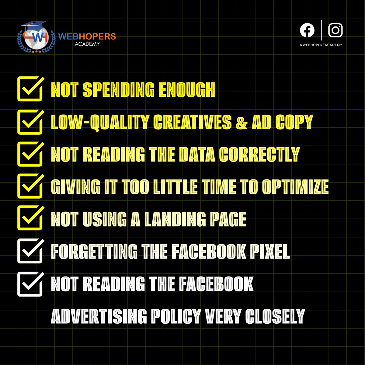 🚫 Don't sabotage your Facebook ad campaign! 🚀 Unlock exponential results with our fail-proof checklist. 💥 #AdCampaignPerfection #NoMoreErrors'
#meta #ads #learn #expert #guide #campaign #facebook #Objectives #lessons
#mistakes #adcampaign #beginner #webhopersacademy