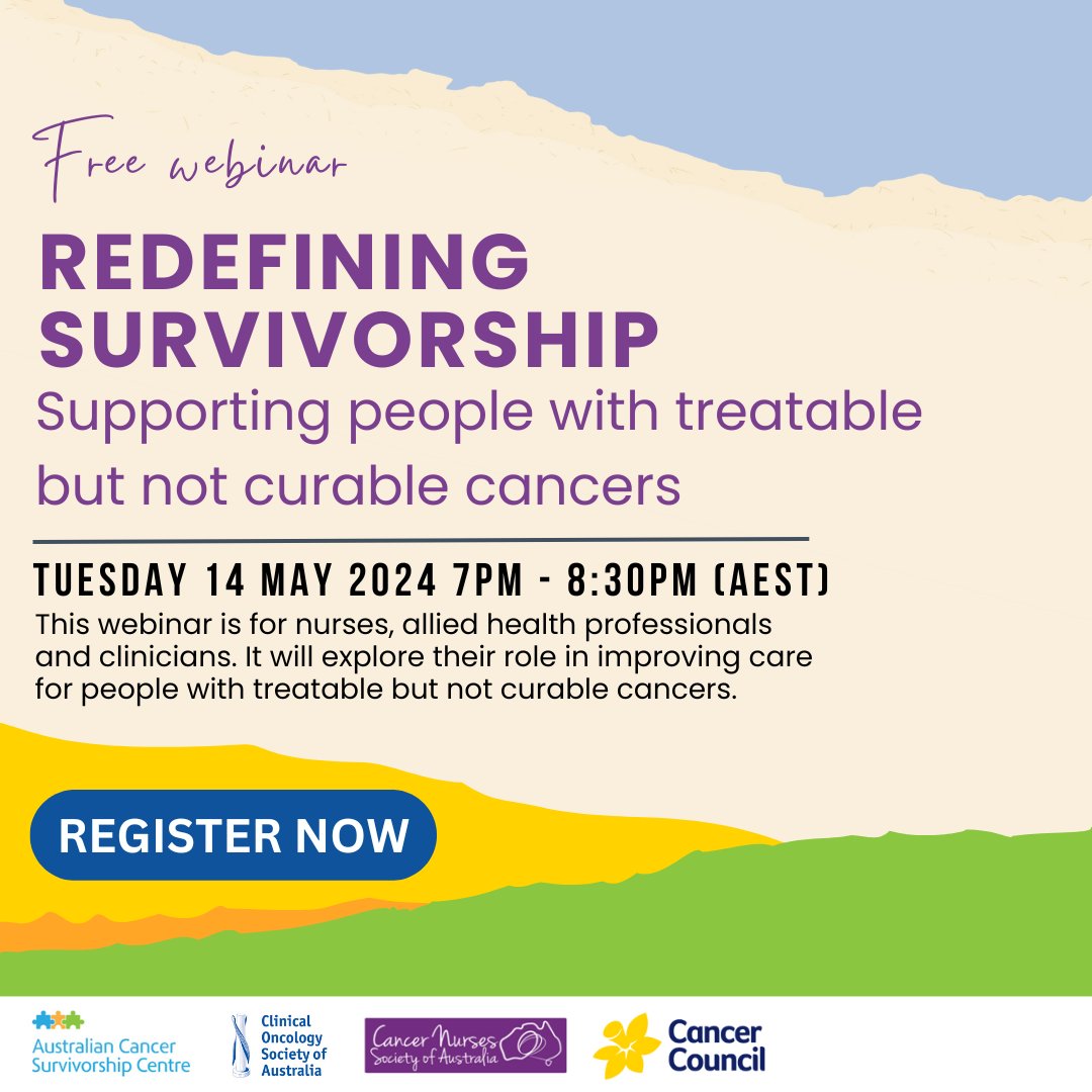 Calling all clinicians interested in survivorship care for #cancersurvivors with treatable but not curable cancers. Register for Redefining Survivorship here: tinyurl.com/yc89zvmk #cancernurses #alliedhealth #oncologists