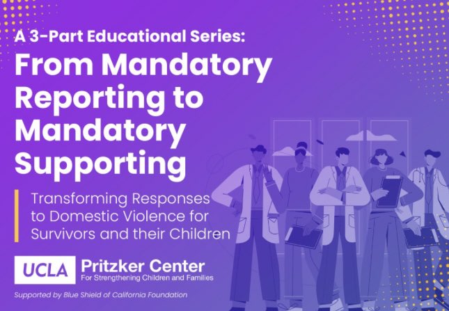 learn.wellbeing4la.org/detail?id=4014… 
Join the <a href="/UCLAPritzker/">UCLA Pritzker Center</a> for this fantastic and free series about transforming #MandatoryReporting to #MandatorySupporting! #ChildWelfare <a href="/ChadwickCenter/">The Chadwick Center</a> <a href="/HelferSociety/">Helfer Society</a> <a href="/UCLANursing/">UCLA School of Nursing</a> #UCLAPritzkerCenter