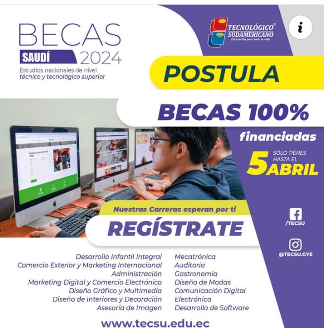 CashSuarez's tweet image. Comparto esta valiosa información educativa, con la esperanza en que los jóvenes y no tan jóvenes aprovechen esta oportunidad como lo es "El Programa de Becas SAUDÍ" gratuitas del 100%

Compartan para que llegue a más personas, antes que culminen los plazos.