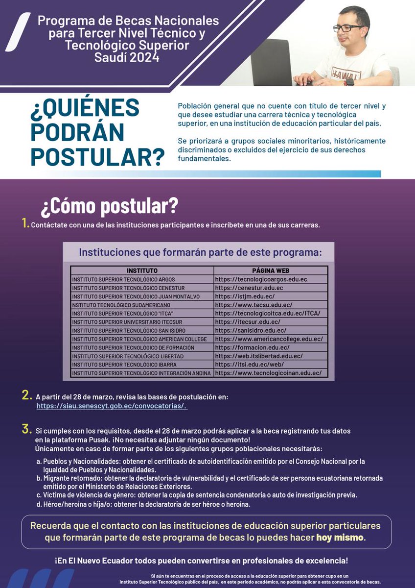 CashSuarez's tweet image. Comparto esta valiosa información educativa, con la esperanza en que los jóvenes y no tan jóvenes aprovechen esta oportunidad como lo es "El Programa de Becas SAUDÍ" gratuitas del 100%

Compartan para que llegue a más personas, antes que culminen los plazos.