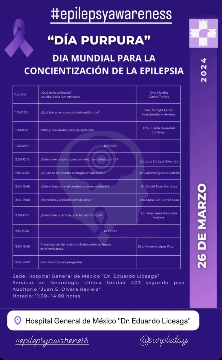Espacio dedicado a la educación, desmitificación y escucha de los pacientes que viven con epilepsia. Toda mi gratitud 🙏 a los ponentes por su compromiso y a los asistentes por ser 1 comunidad visible y presente que buscan respuestas a sus necesidades no cubiertas. #PurpleDay2024