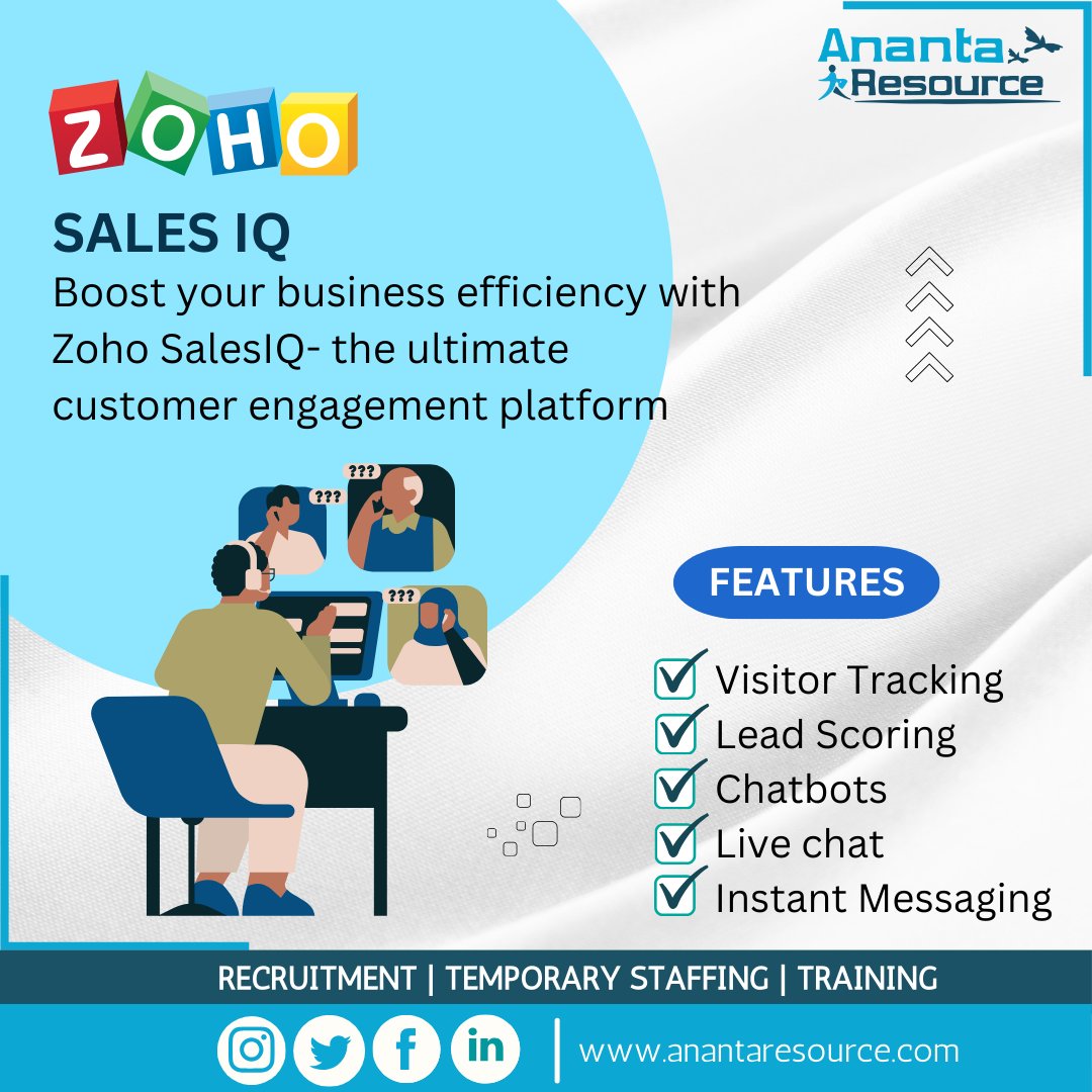 Ready to skyrocket your customer engagement? Look no further! Introducing Zoho SalesIQ – your ultimate tool for enhancing business efficiency and customer satisfaction! 
.
.
.
.
#Zoho #Zohocrm #Zohoproducts #Zohosales #Zohopartner #Zohobusiness  #Salestool #Ananta