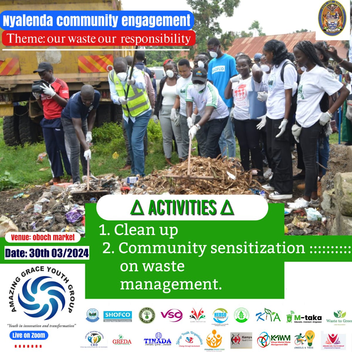 Join us for a clean-up and sensitisation on waste management at Oboch Market this Saturday, 30th March 2024. More details on the poster below: