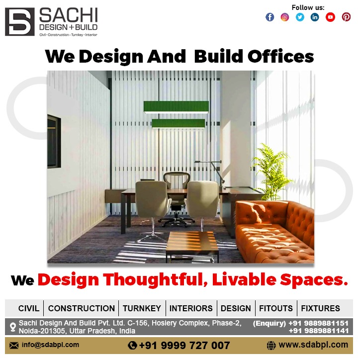 Revitalize your workspace with Sachi Design And Build's cutting-edge office designs. Let's create an environment that fosters creativity and productivity. #officedesign #WorkspaceTransformation #workplacesolutions #workspaceinspiration #officeinteriors #workplacedesign