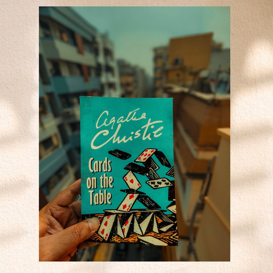 My new read! Cards on the Table by Agatha Christie. 
#BookTwitter #BooksWorthReading #bookstagram #book