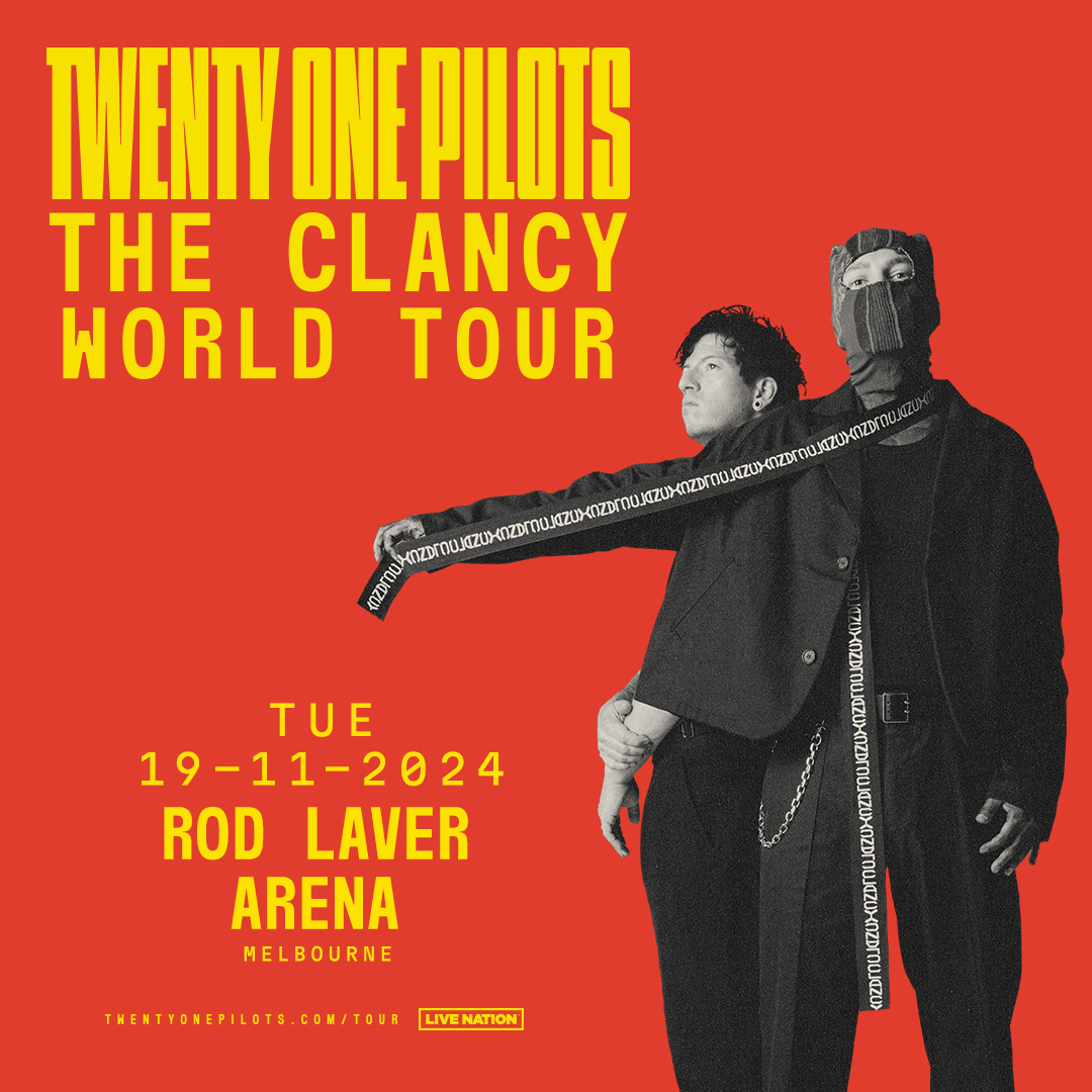 🎶 𝗝𝗨𝗦𝗧 𝗜𝗡 🎶 For the first time in six years, @twentyonepilots return to Melbourne in November 2024 on The Clancy World Tour. 🎟 Tickets on sale 5pm Friday 5 April: bit.ly/RLA-TWENTYOP24