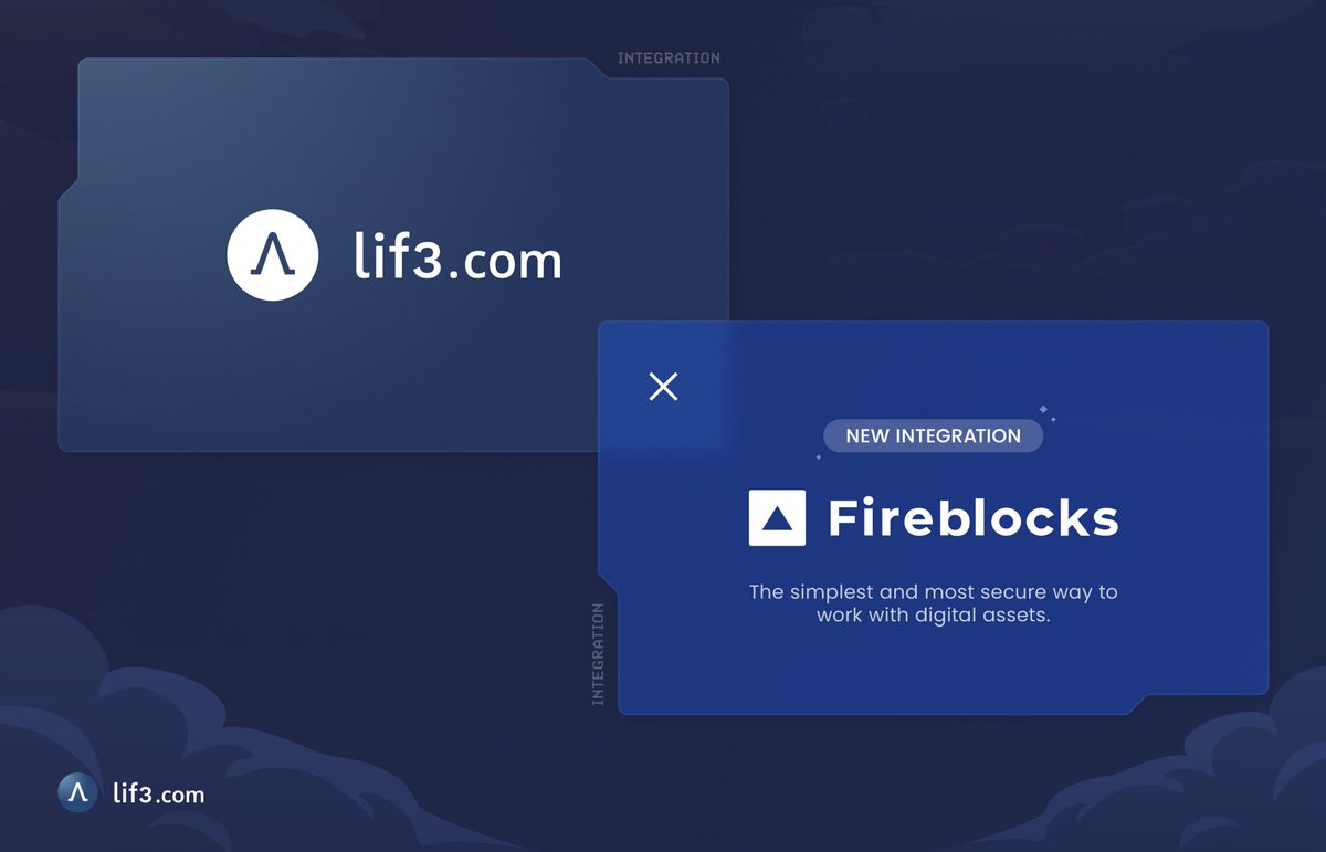 𝐅𝐢𝐫𝐞𝐛𝐥𝐨𝐜𝐤𝐬 𝐈𝐧𝐭𝐞𝐠𝐫𝐚𝐭𝐢𝐨𝐧

LIF3.com has officially integrated <a href="/FireblocksHQ/">Fireblocks</a> 

This is another step to always ensure the safety and security of our users

Check out the article below for more 👇

chainwire.org/2024/03/26/lif…
