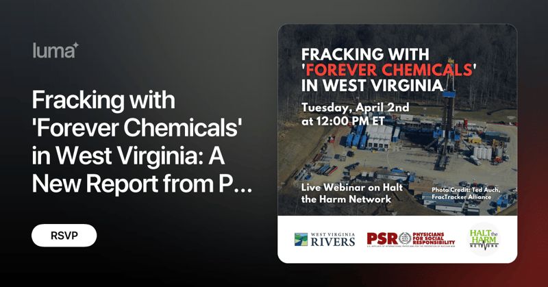 Join us for a crucial discussion on PFAS in WV's fracking industry, featuring experts from PSR. Don’t miss it! April 2, 12:00 PM buff.ly/49b8zyI #StopPFAS #Webinar