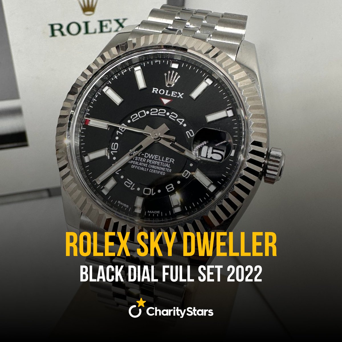 Take the opportunity to add this magnificent Rolex Sky Dweller, synonymous with luxury and elegance, to your collection ⏱ Place your bid here and support good causes 🫶 🔗 charitystars.com/product/rolex-… #CharityStars #Rolex #RolexSkyDweller