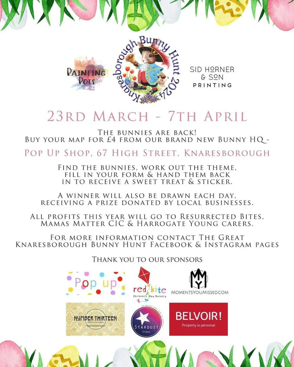 It's nearly Easter, which means that The Great Knaresborough Bunny Hunt is in full swing. Pick up your maps from the Knaresborough pop up on the High Street #knaresborough #Yorkshire