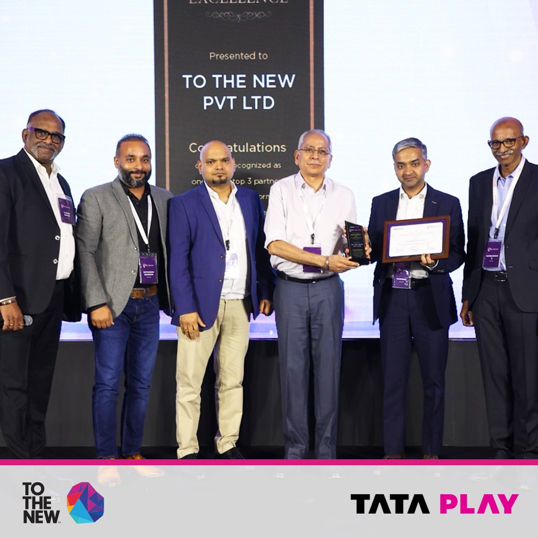 TOTHENEW's tweet photo. We are thrilled to announce that we have been honored with the prestigious Award of Excellence from Tata Play for the second consecutive year at Tata Play Promentum!
Our collaboration with Tata Play has fueled our teamโs growth and learning.
#TOTHENEW #OTT #Award #TataPlay https://t.co/obAixvGSxX