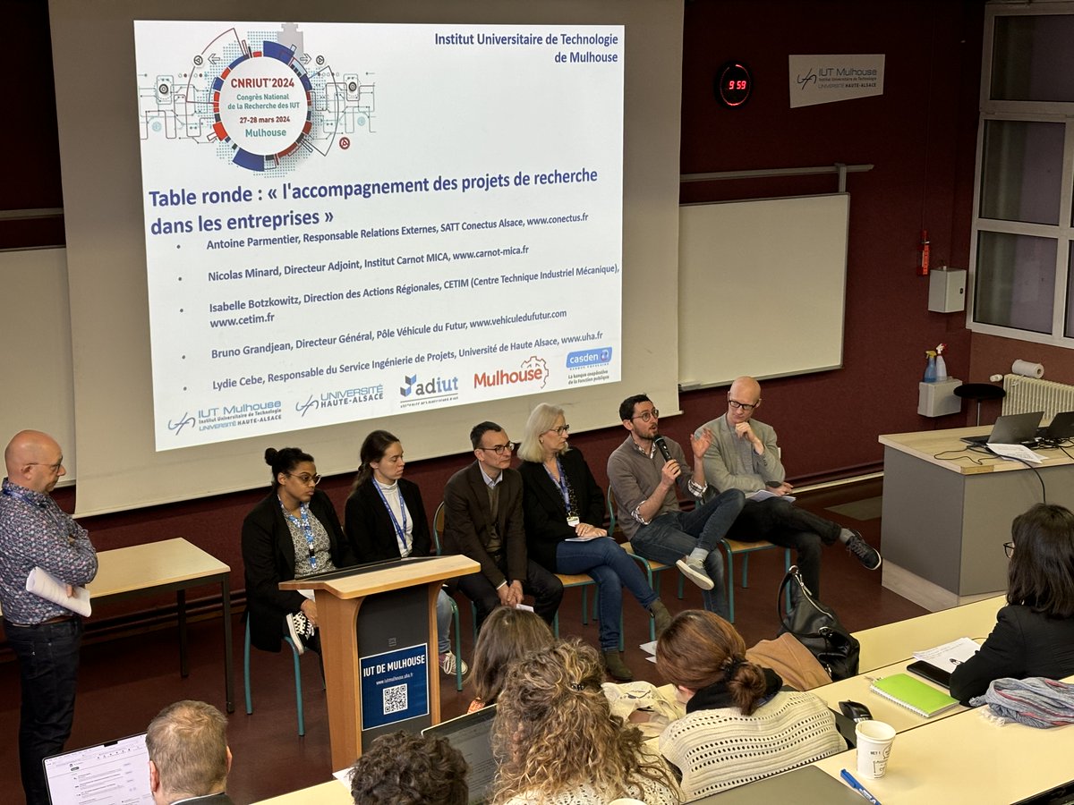 Carnot MICA (@carnotmica) on Twitter photo Aujourd'hui, le <a href="/CarnotMica/">Carnot MICA</a> a participé à la table ronde sur "l'accompagnement des projets de recherche dans les entreprises" au congrès national de la recherche des <a href="/iutmulhouse/">IUT Mulhouse</a> !
Notre objectif ? Rendre compte, des missions et engagements du <a href="/Reseau_Carnot/">Carnot</a> & du <a href="/CarnotMica/">Carnot MICA</a> Aujourd'hui, le <a href="/CarnotMica/">Carnot MICA</a> a participé à la table ronde sur "l'accompagnement des projets de recherche dans les entreprises" au congrès national de la recherche des <a href="/iutmulhouse/">IUT Mulhouse</a> !
Notre objectif ? Rendre compte, des missions et engagements du <a href="/Reseau_Carnot/">Carnot</a> & du <a href="/CarnotMica/">Carnot MICA</a>